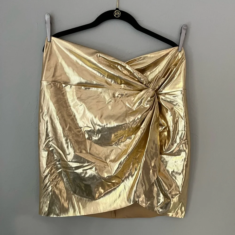 ✨SKIMS METALLIC SWIM MINI SARONG SKIRT COVER UP IN GOLD 2X